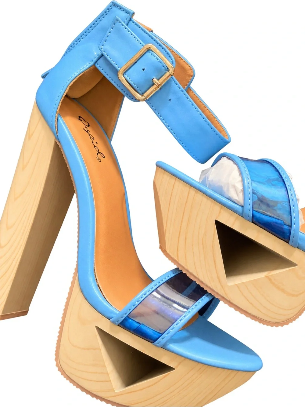 Blue Platform Ankle-Strap Women's Sandals